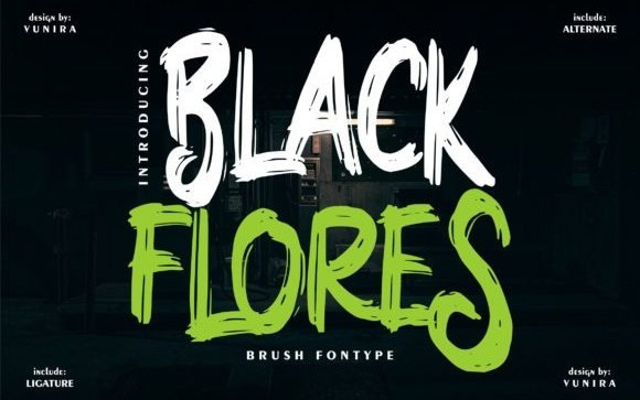 Black Flores Brush Font