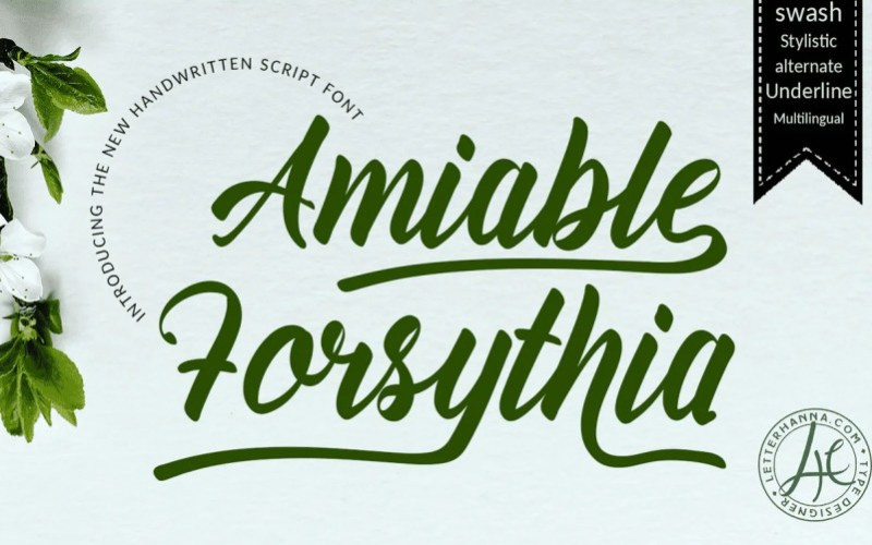 Amiable Forsythia Calligraphy Font