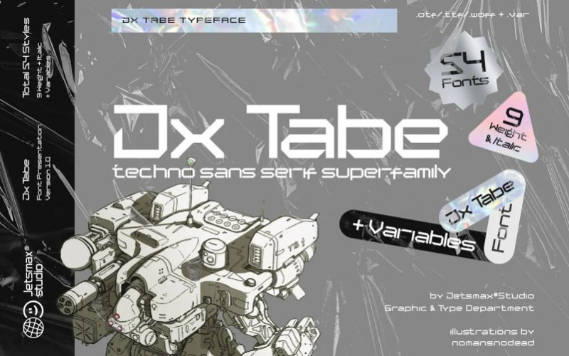 Jx Tabe Techno Display Font