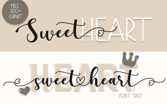 Sweet Heart Font Trio