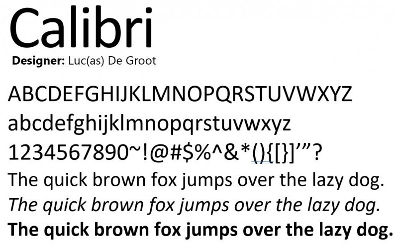 Calibri Sans Serif Font